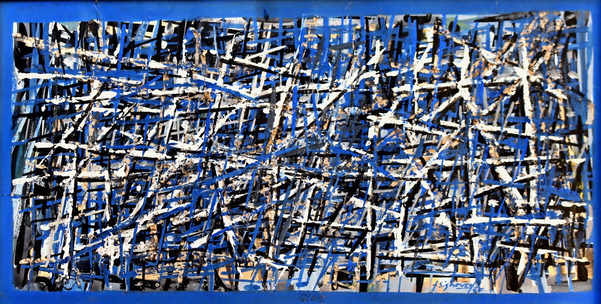 Jean Signovert (1919-1981) Blue Abstraction Dated 1956