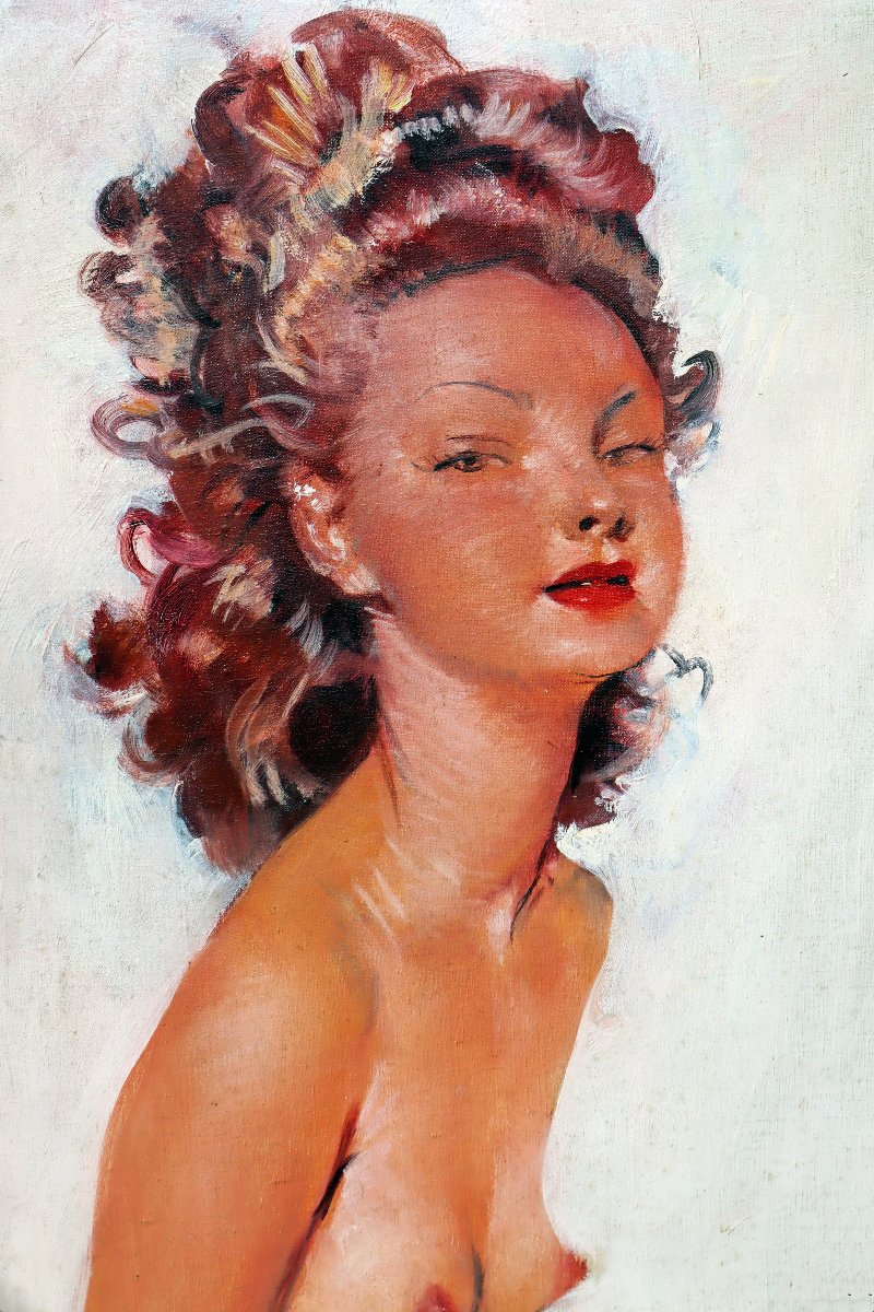 Jean Gabriel DOMERGUE (1889-1962) Huile sur Toile Jeune Femme en Buste-photo-3