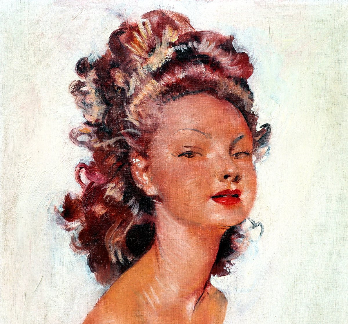 Jean Gabriel DOMERGUE (1889-1962) Huile sur Toile Jeune Femme en Buste-photo-4