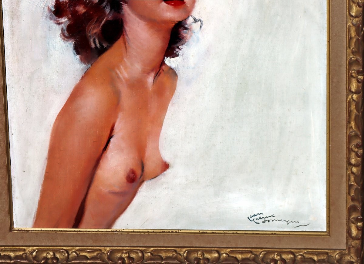 Jean Gabriel DOMERGUE (1889-1962) Huile sur Toile Jeune Femme en Buste-photo-3