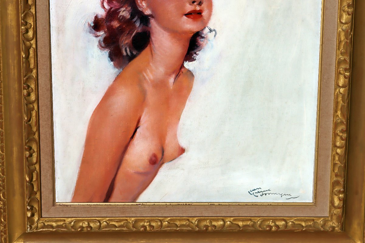 Jean Gabriel DOMERGUE (1889-1962) Huile sur Toile Jeune Femme en Buste-photo-4