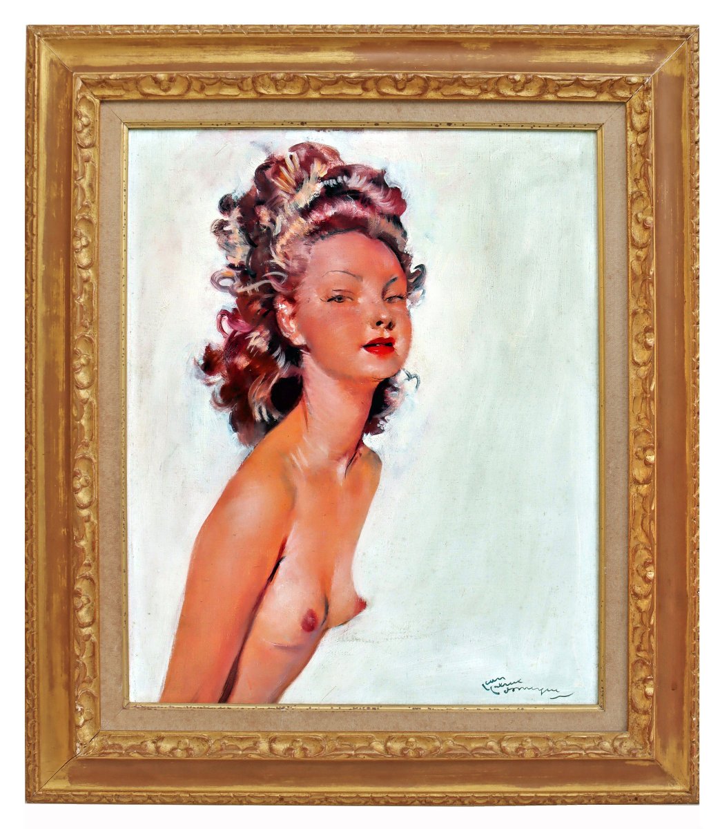 Jean Gabriel DOMERGUE (1889-1962) Huile sur Toile Jeune Femme en Buste