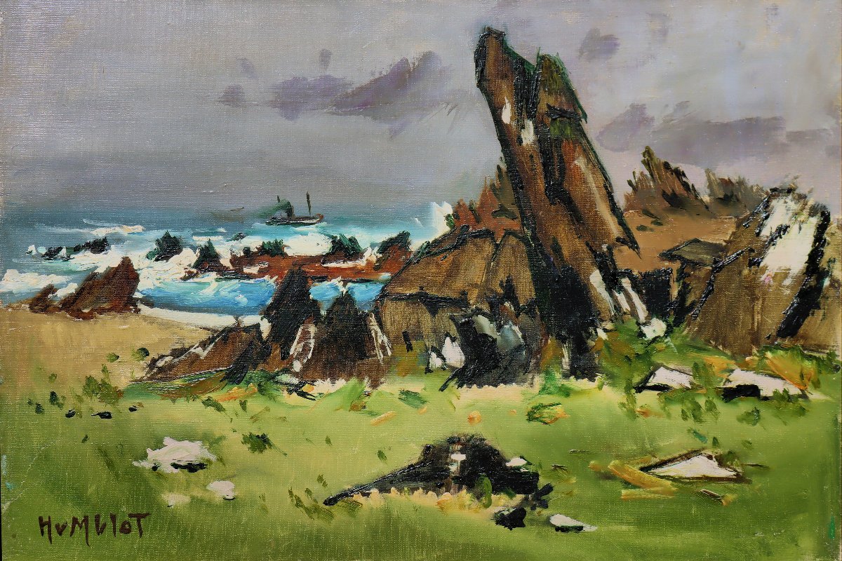 Robert Humblot (1907-1962) Côte Bretonne Oil On Canvas-photo-1