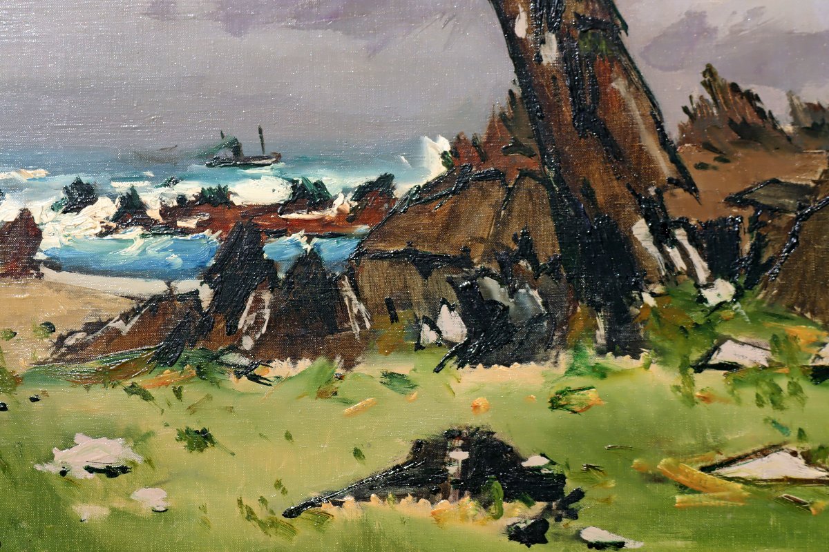Robert Humblot (1907-1962) Côte Bretonne Oil On Canvas-photo-2