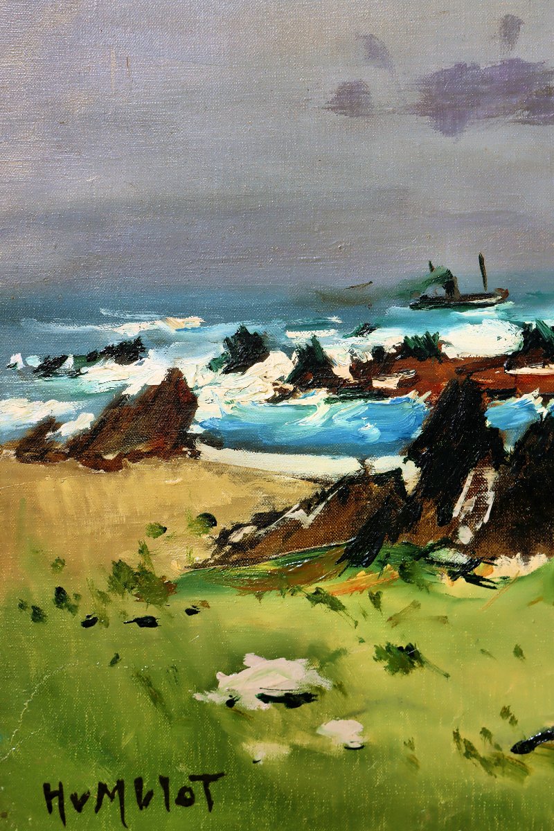 Robert Humblot (1907-1962) Côte Bretonne Oil On Canvas-photo-4