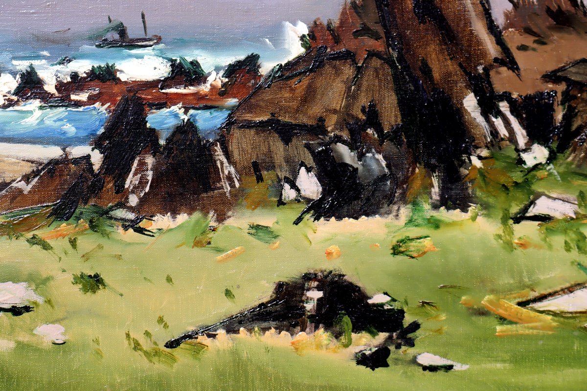 Robert Humblot (1907-1962) Côte Bretonne Oil On Canvas-photo-5