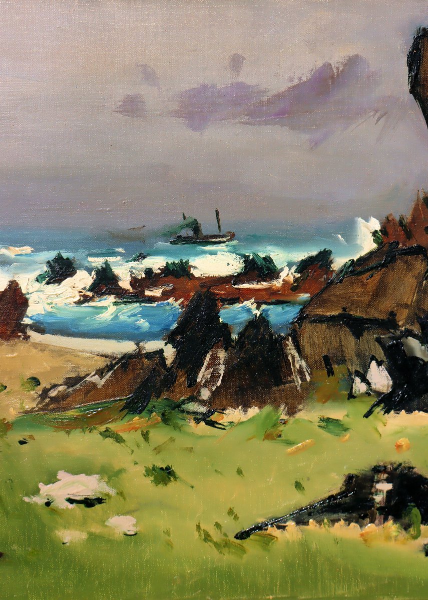 Robert Humblot (1907-1962) Côte Bretonne Oil On Canvas-photo-6