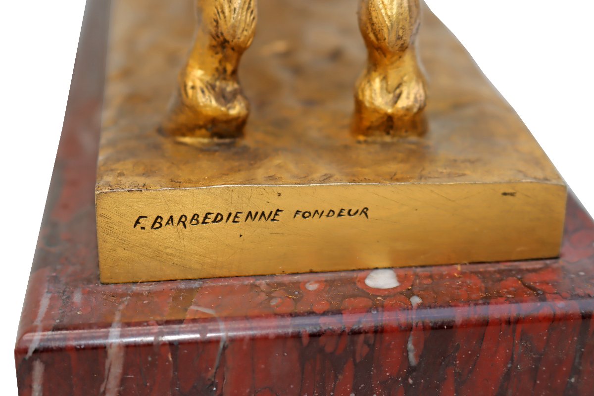 Emmanuel FRÉMIET (1870-1940) Cavalier Mérovingien en Bronze Doré-photo-7