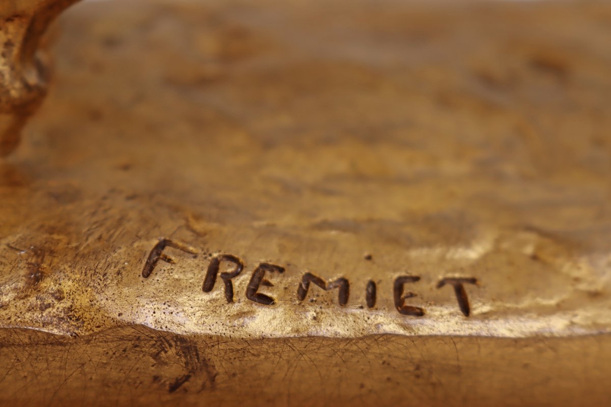 Emmanuel FRÉMIET (1870-1940) Cavalier Mérovingien en Bronze Doré-photo-8