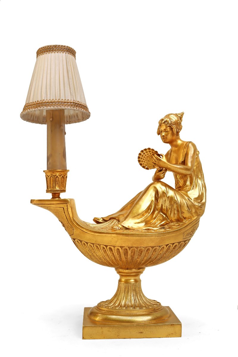 Empire Gilt Bronze Lamp After Boizot (1743-1809)-photo-4