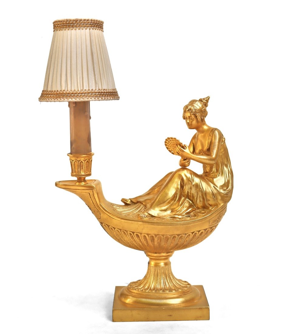 Empire Gilt Bronze Lamp After Boizot (1743-1809)