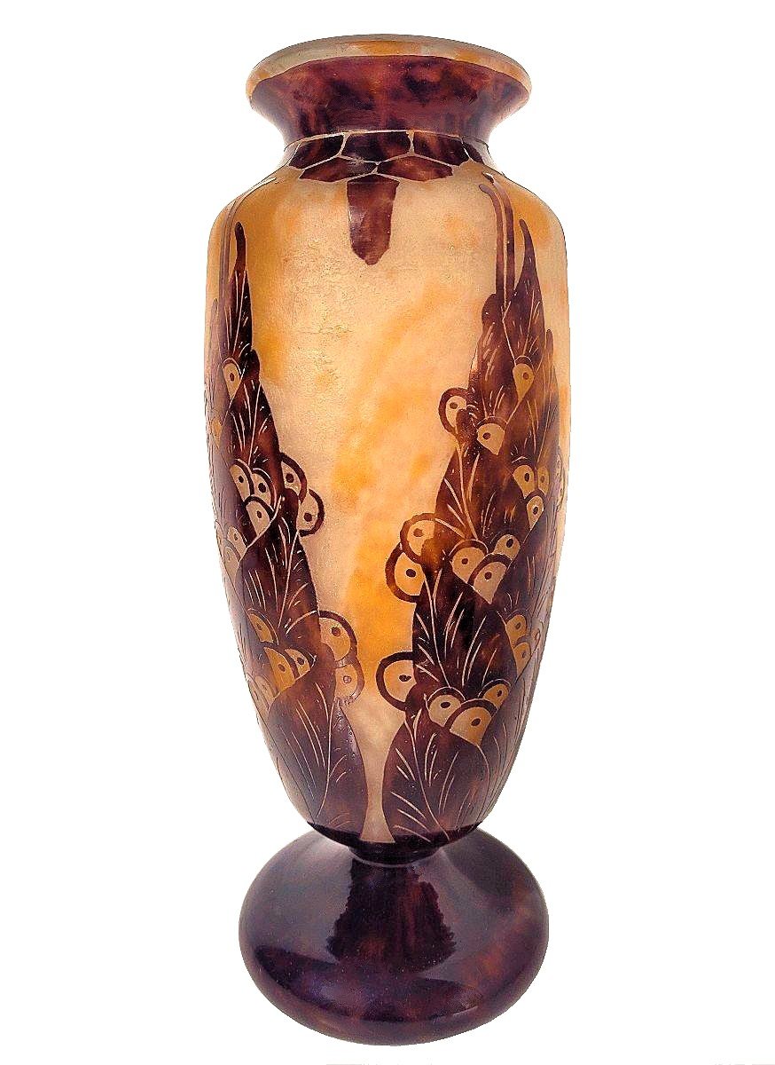Le Verre Français Grand Vase Art Déco par Charles SCHNEIDER (1881-1953)-photo-2