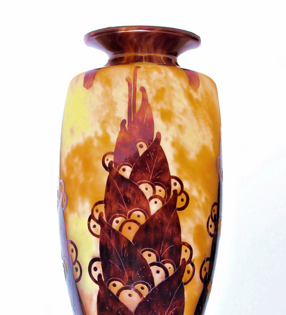 Le Verre Français Grand Vase Art Déco par Charles SCHNEIDER (1881-1953)-photo-3