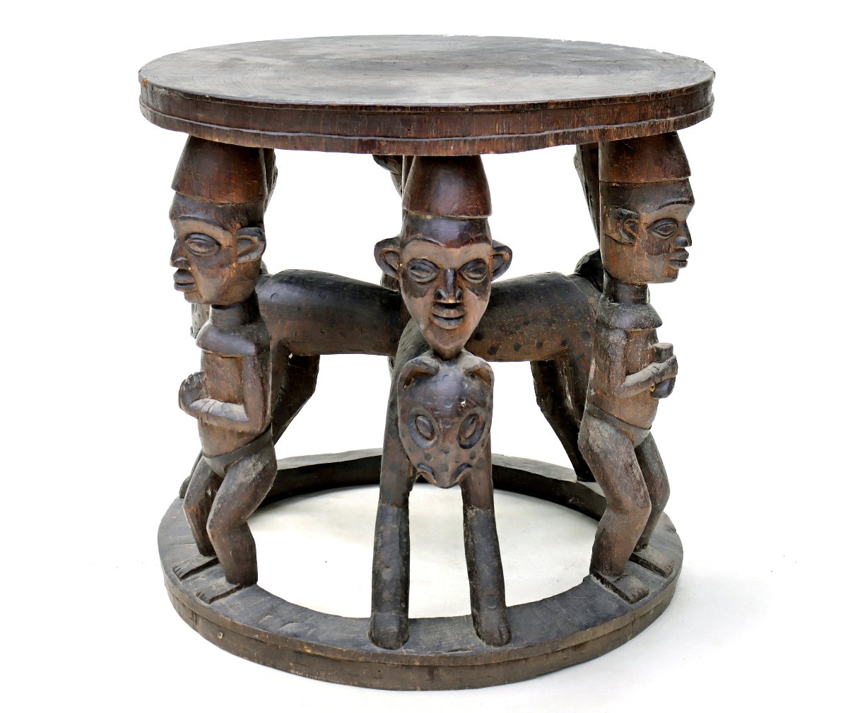 Trône Bamiléké Cameroun Bois Sculpté-photo-2