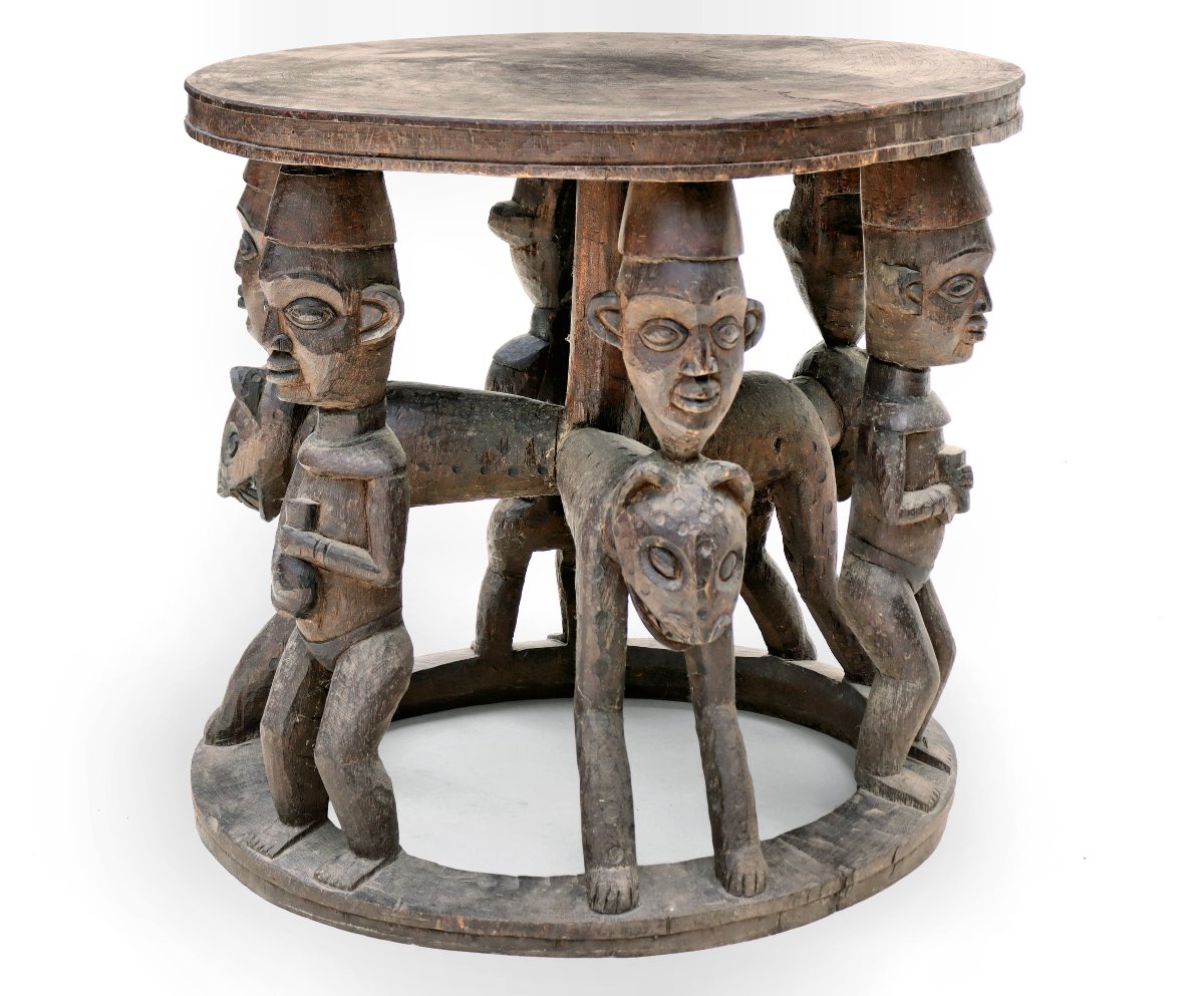 Trône Bamiléké Cameroun Bois Sculpté-photo-4