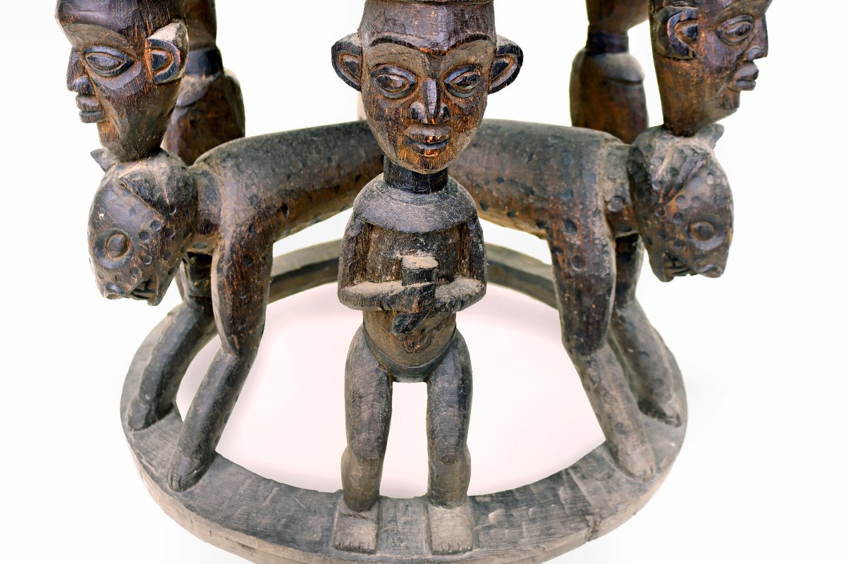 Trône Bamiléké Cameroun Bois Sculpté-photo-3
