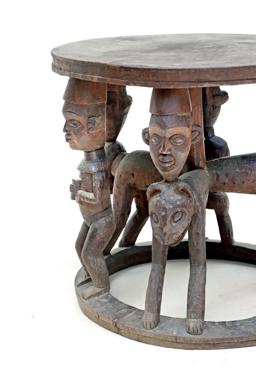 Trône Bamiléké Cameroun Bois Sculpté-photo-5