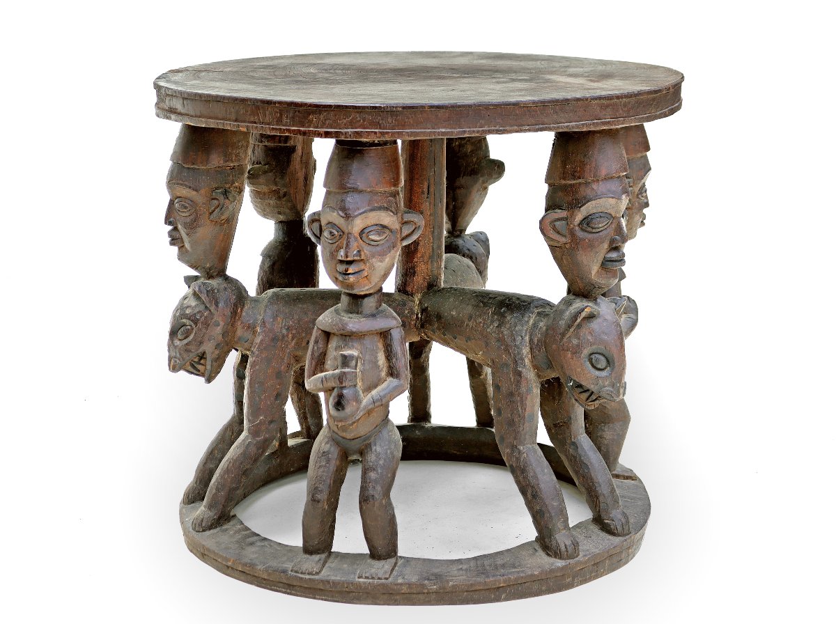 Trône Bamiléké Cameroun Bois Sculpté