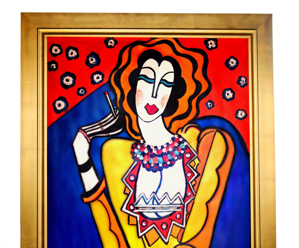 Hugo SCHEIBER (1873-1950) Portrait Art Déco Femme à la Cigarette-photo-3