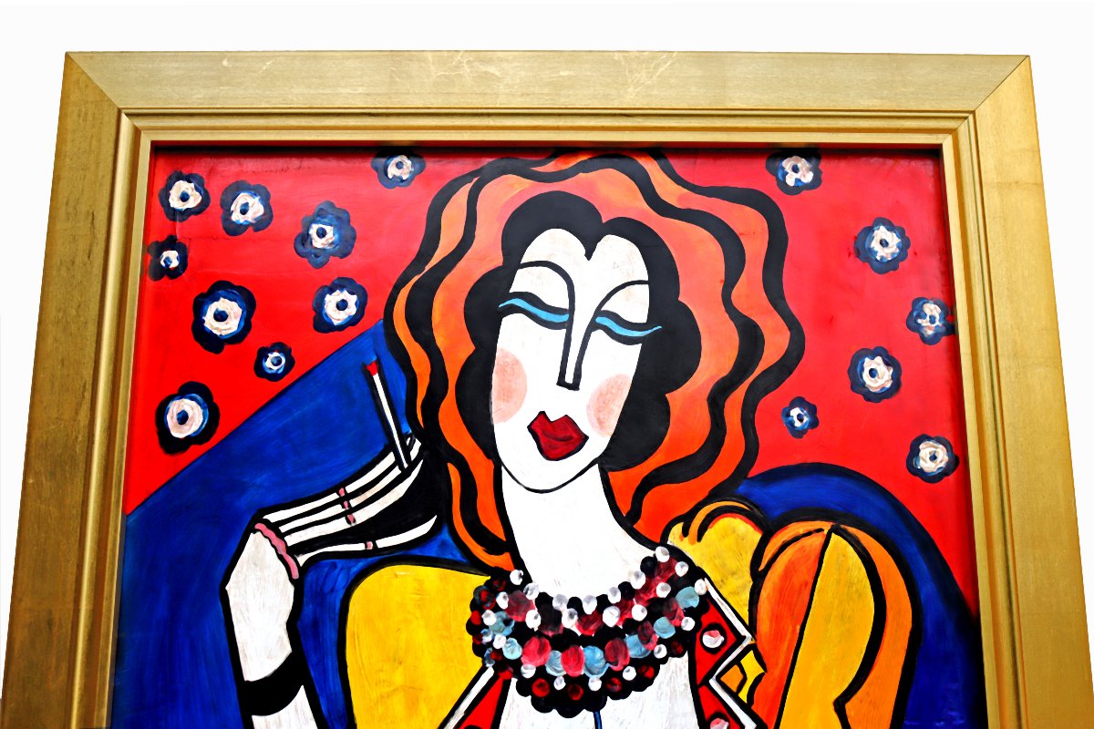 Hugo SCHEIBER (1873-1950) Portrait Art Déco Femme à la Cigarette-photo-4