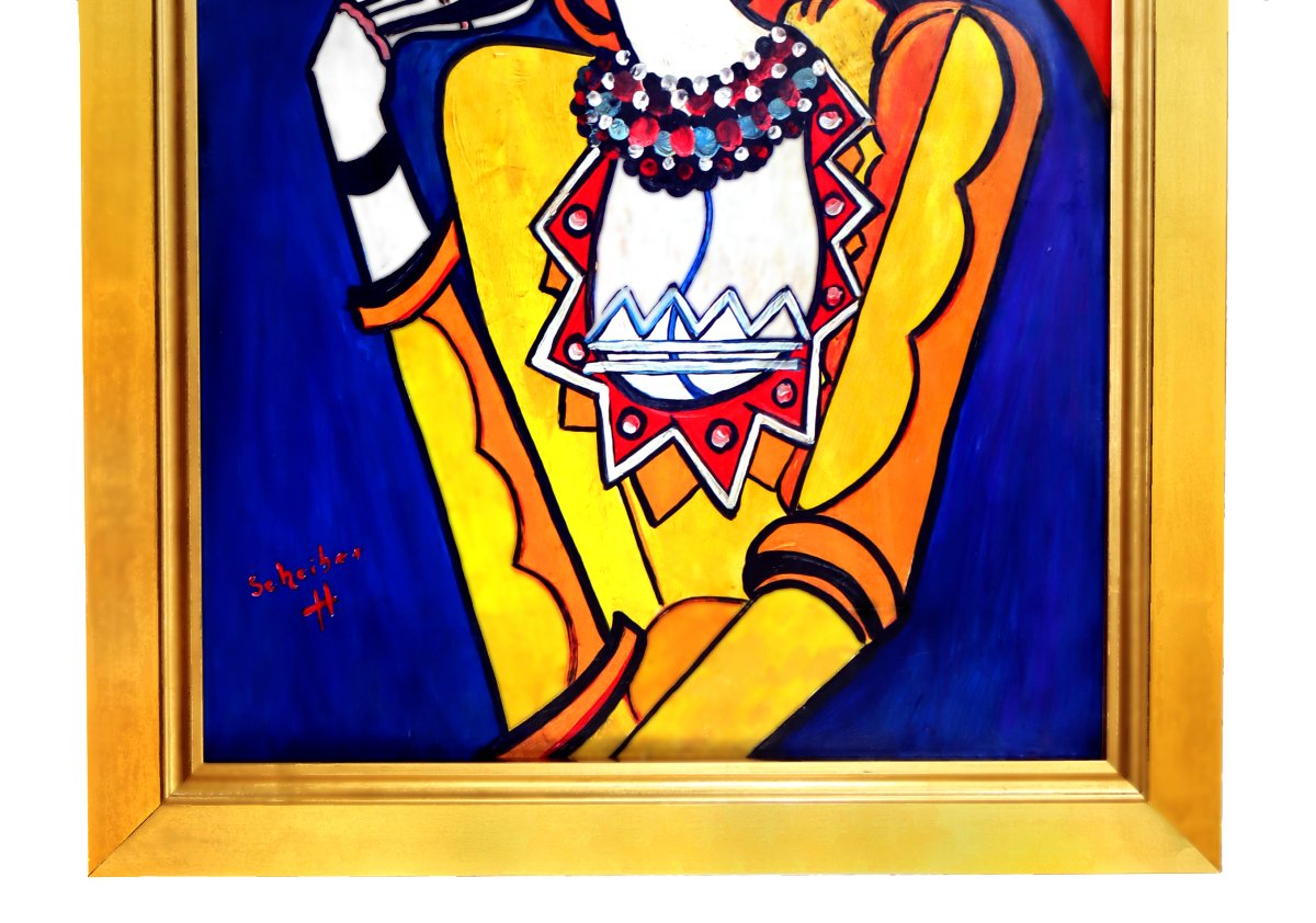 Hugo SCHEIBER (1873-1950) Portrait Art Déco Femme à la Cigarette-photo-1