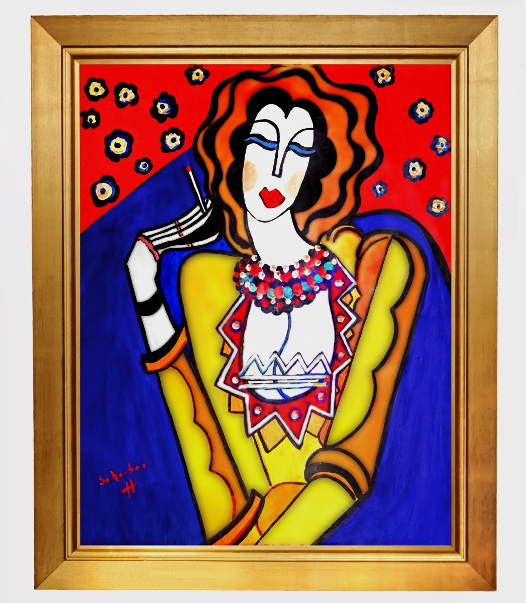 Hugo SCHEIBER (1873-1950) Portrait Art Déco Femme à la Cigarette