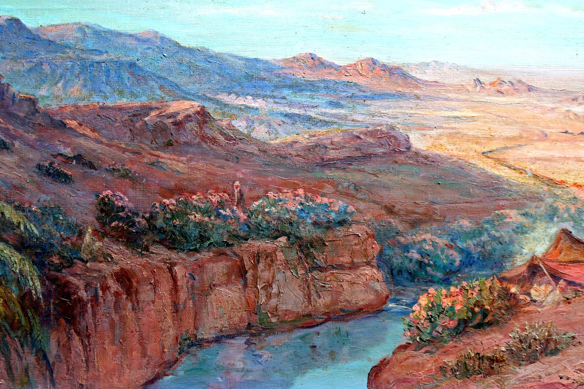Constant LOUCHE (1880-1965) Grand Tableau Orientaliste Paysage Oasis-photo-4