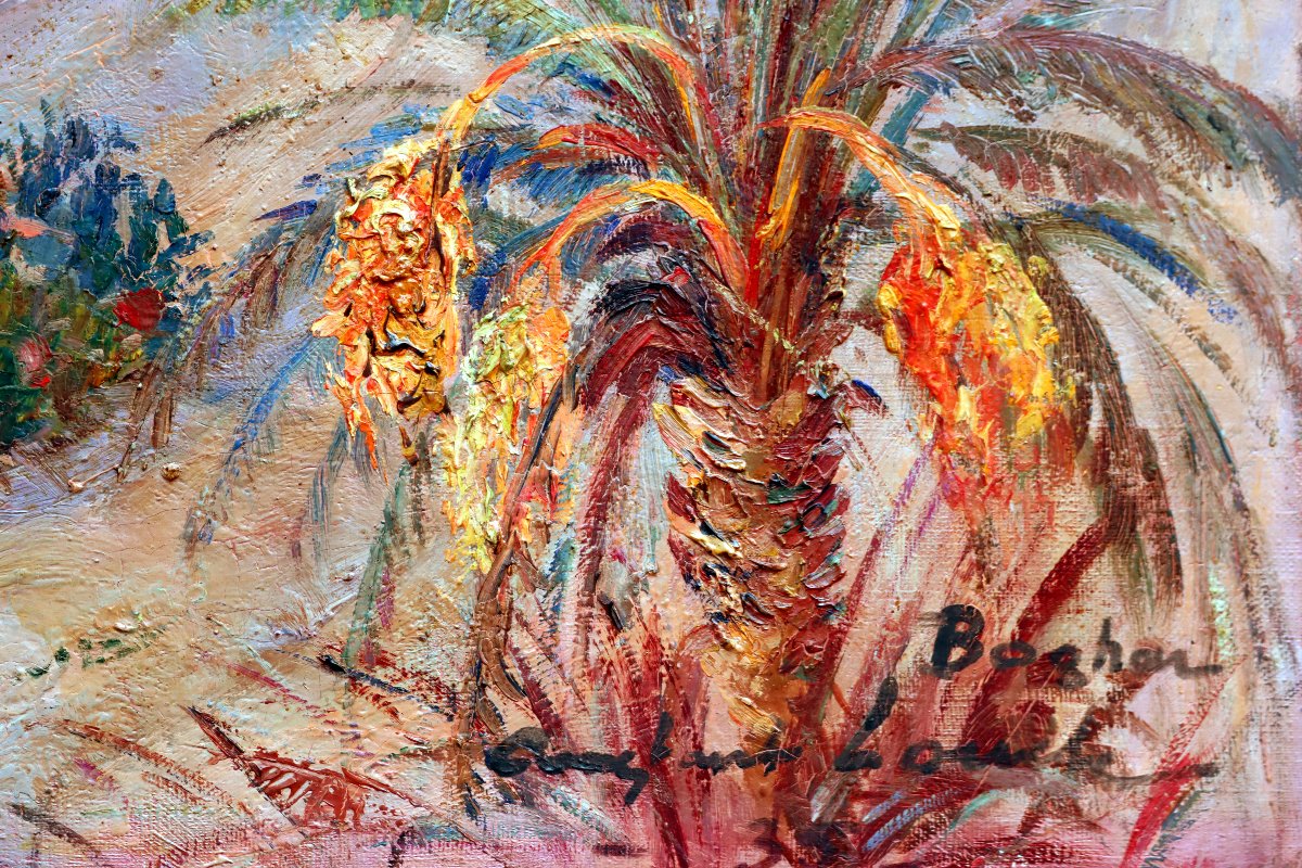 Constant LOUCHE (1880-1965) Grand Tableau Orientaliste Paysage Oasis-photo-6