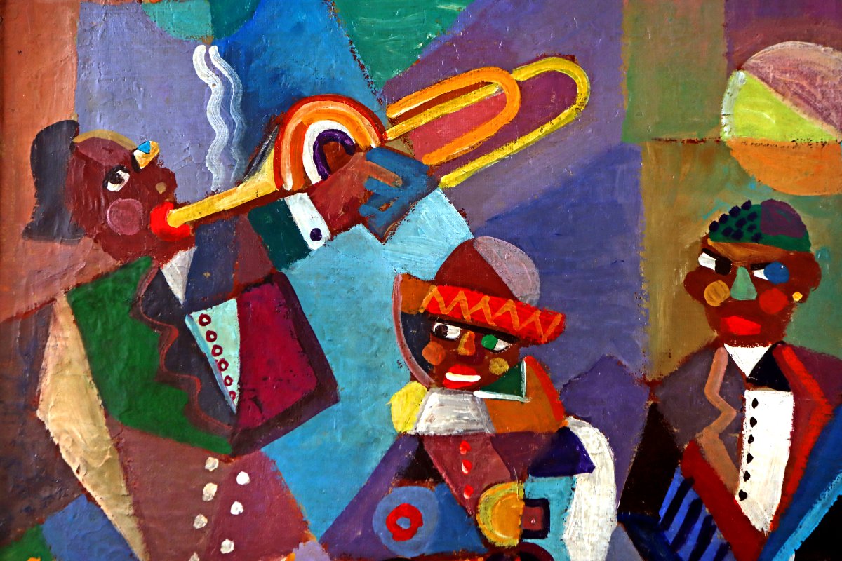 Joseph Popczyk (1890–1971) Cubist Art Deco Painting-photo-3