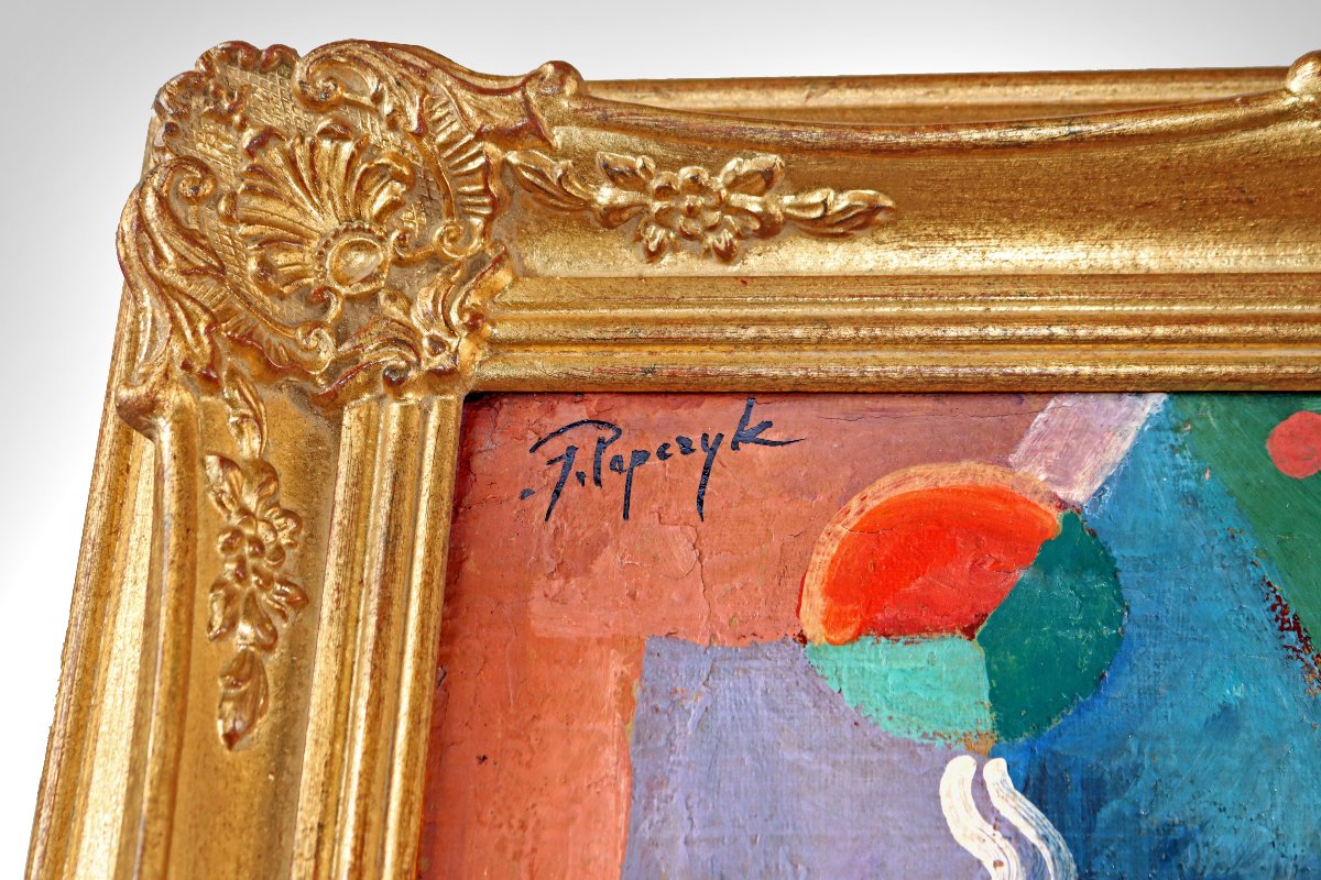 Joseph Popczyk (1890–1971) Cubist Art Deco Painting-photo-5