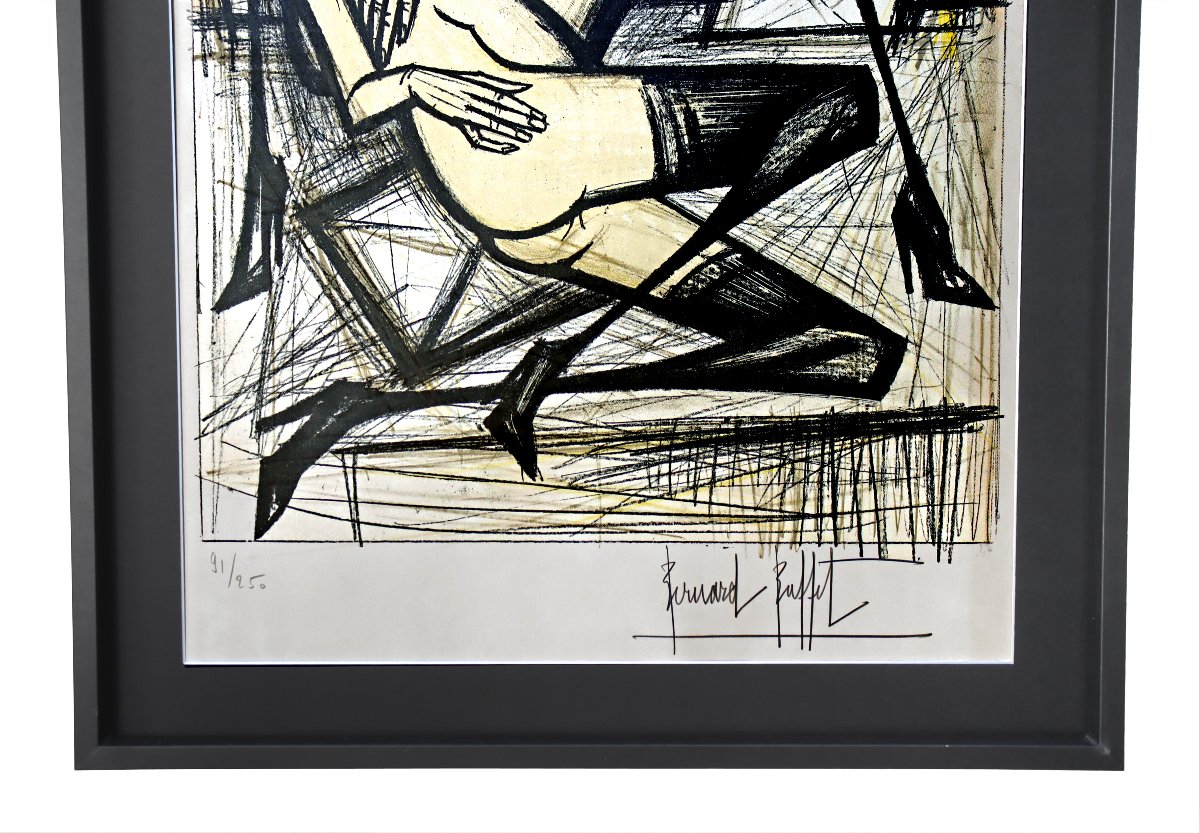Bernard Buffet (1928–1999) Signed Lithograph / "jeux De Dames" Design-photo-4
