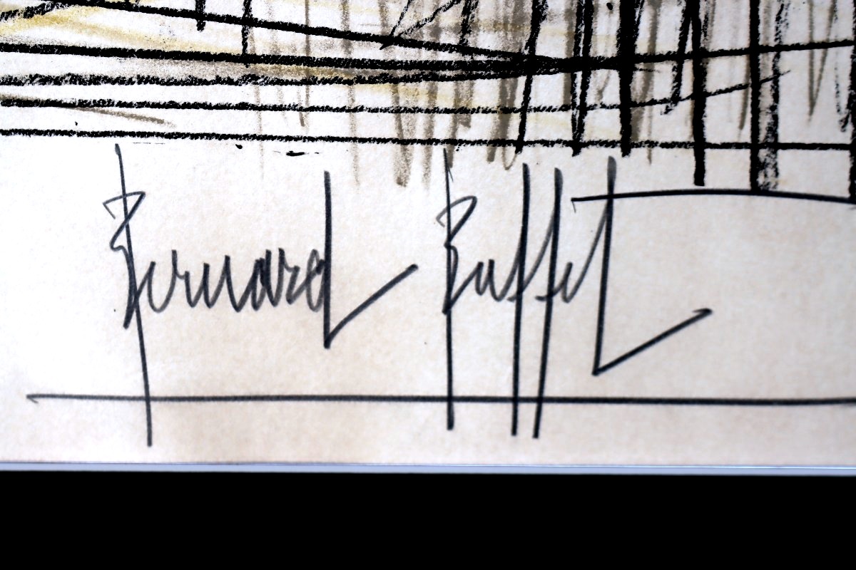 Bernard Buffet (1928–1999) Signed Lithograph / "jeux De Dames" Design-photo-1