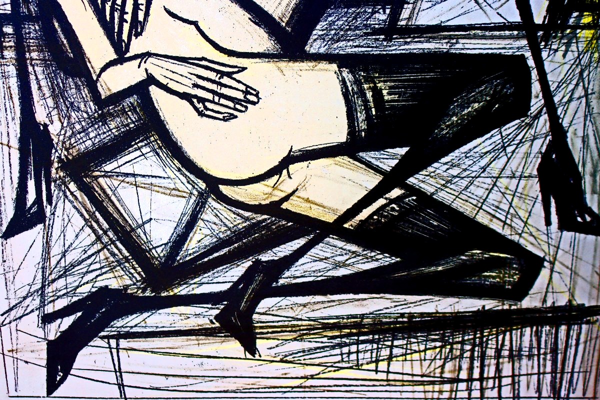 Bernard Buffet (1928–1999) Signed Lithograph / "jeux De Dames" Design-photo-6