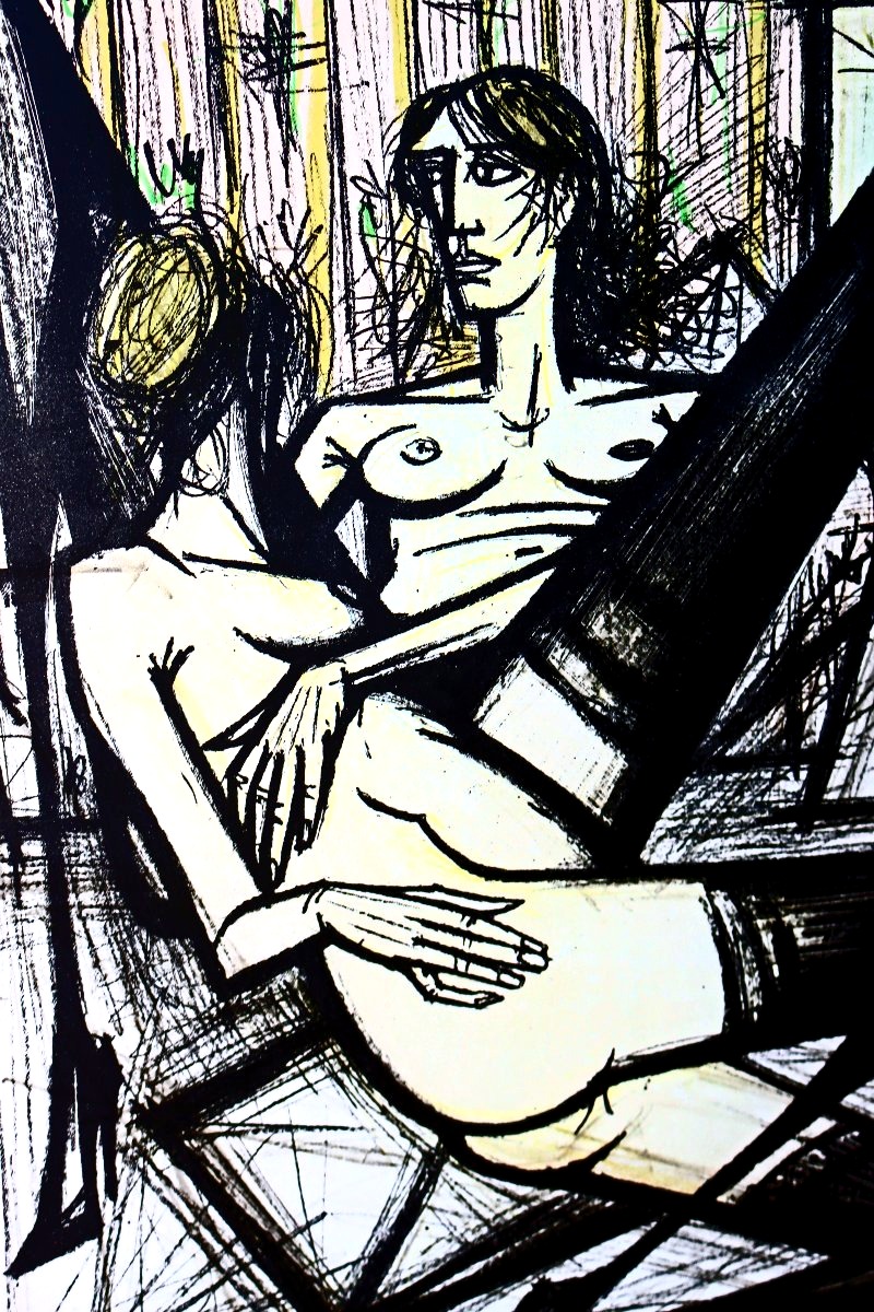 Bernard Buffet (1928–1999) Signed Lithograph / "jeux De Dames" Design-photo-8