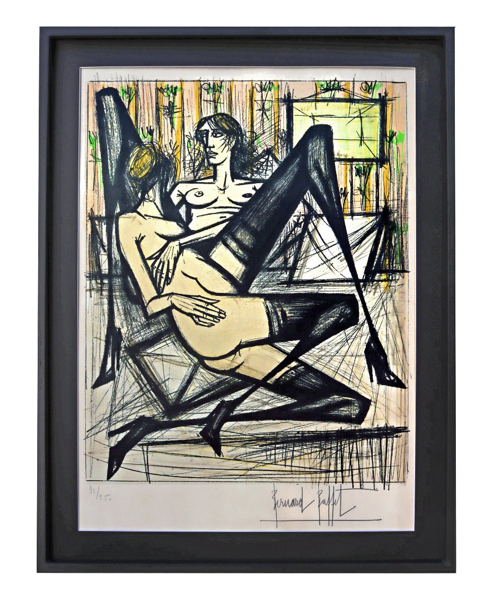 Bernard Buffet (1928–1999) Signed Lithograph / "jeux De Dames" Design