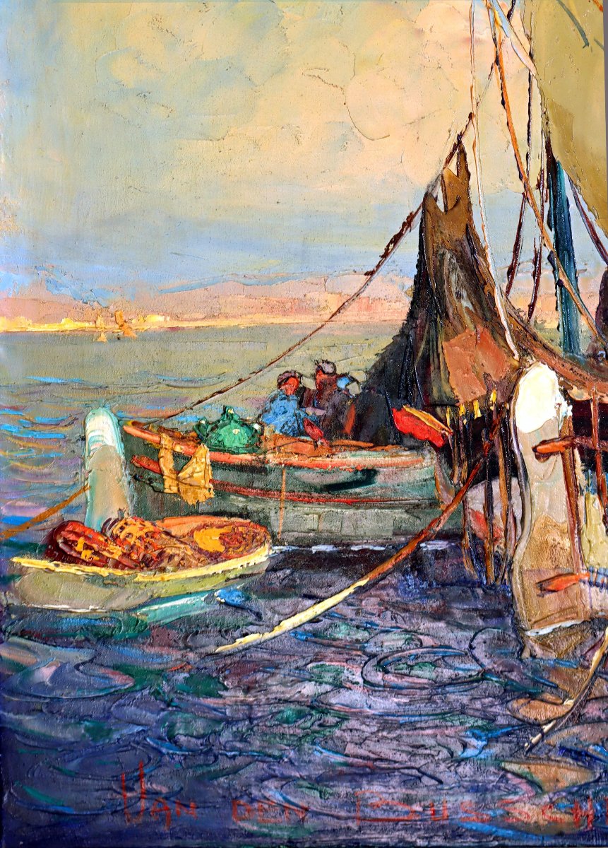 Saint-tropez Large Oil On Canvas Signed By Van Den Bussche (1892–1975)-photo-5