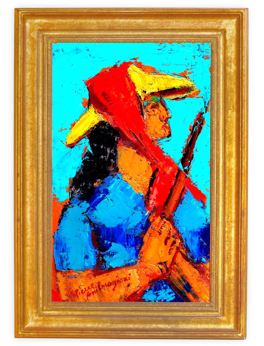 Pierre AMBROGIANI (1907-1985) Huile Sur Toile Portrait de Femme