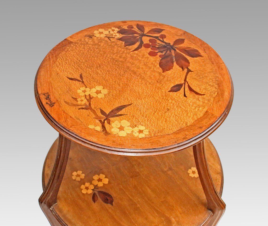 Louis MAJORELLE (1859-1926) Table Art Déco en Marqueterie-photo-3