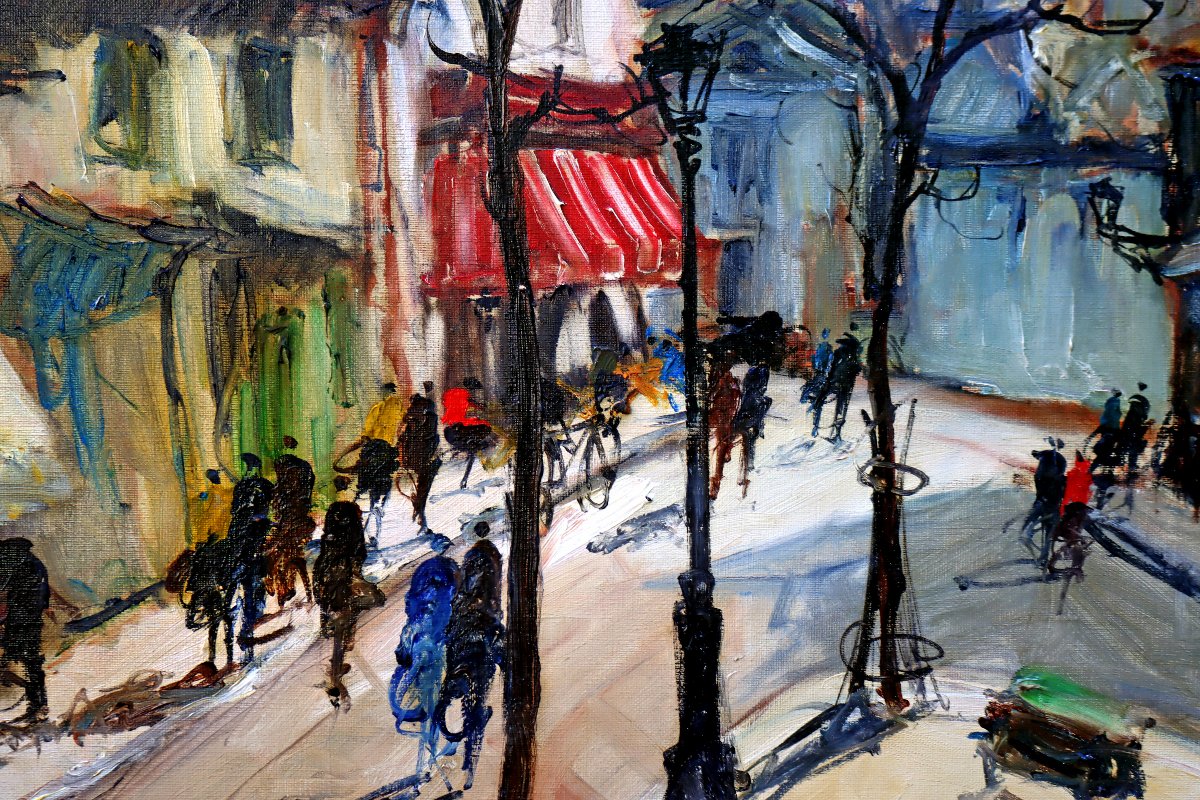 Bernard LIGNON (1928-2017) Paris Montmartre Place du Tertre 1952 Grande Huile sur Toile-photo-6