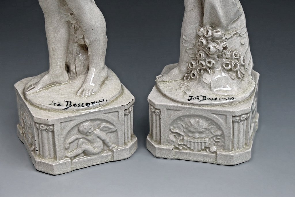 Joe DESCOMPS (1869-1950) Paire de Sculptures Art Déco 1925-photo-4