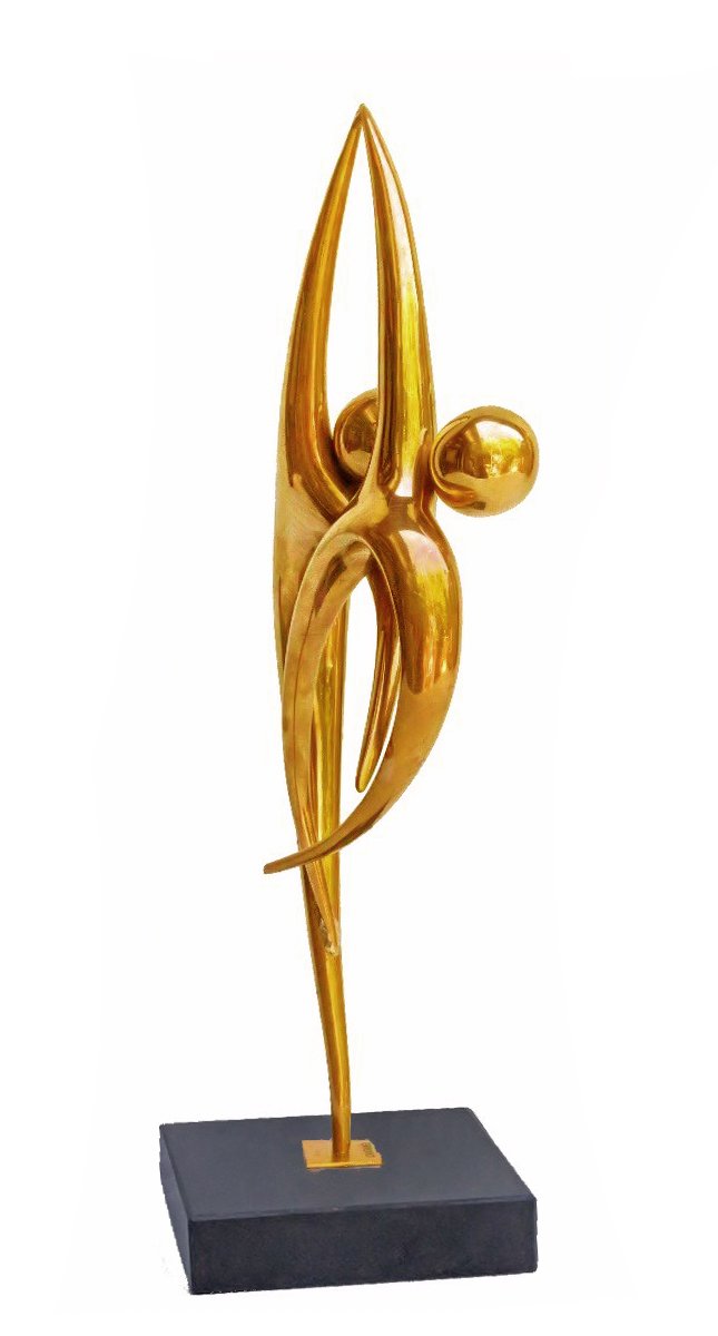 CANTAREL (né en 1949) Sculpture en Bronze Doré -photo-4