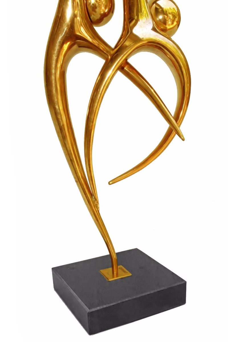 CANTAREL (né en 1949) Sculpture en Bronze Doré -photo-4