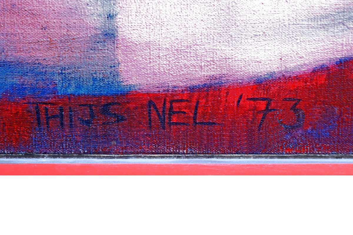 Thijs Nel (1943–2020) Lyrical Abstraction Large Oil On Canvas, Dated 1973-photo-2