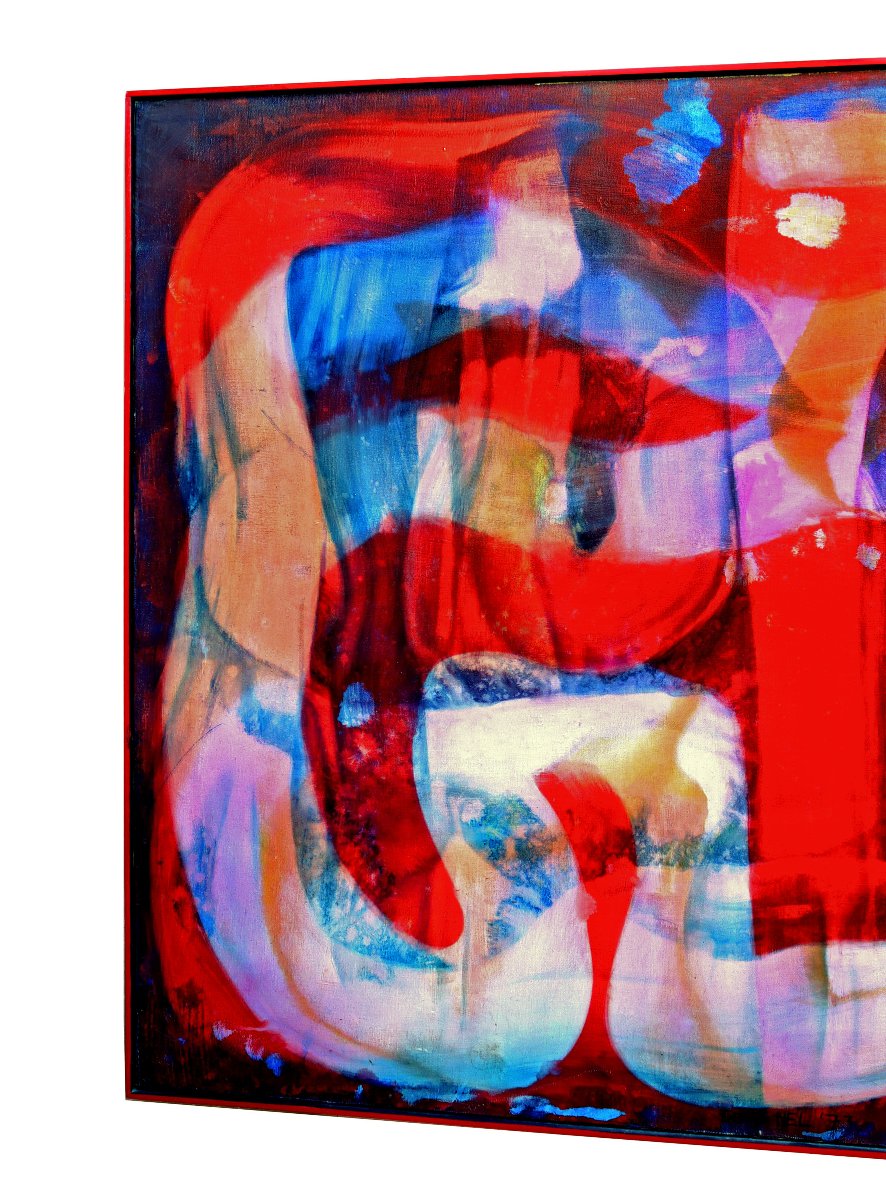 Thijs Nel (1943–2020) Lyrical Abstraction Large Oil On Canvas, Dated 1973-photo-4