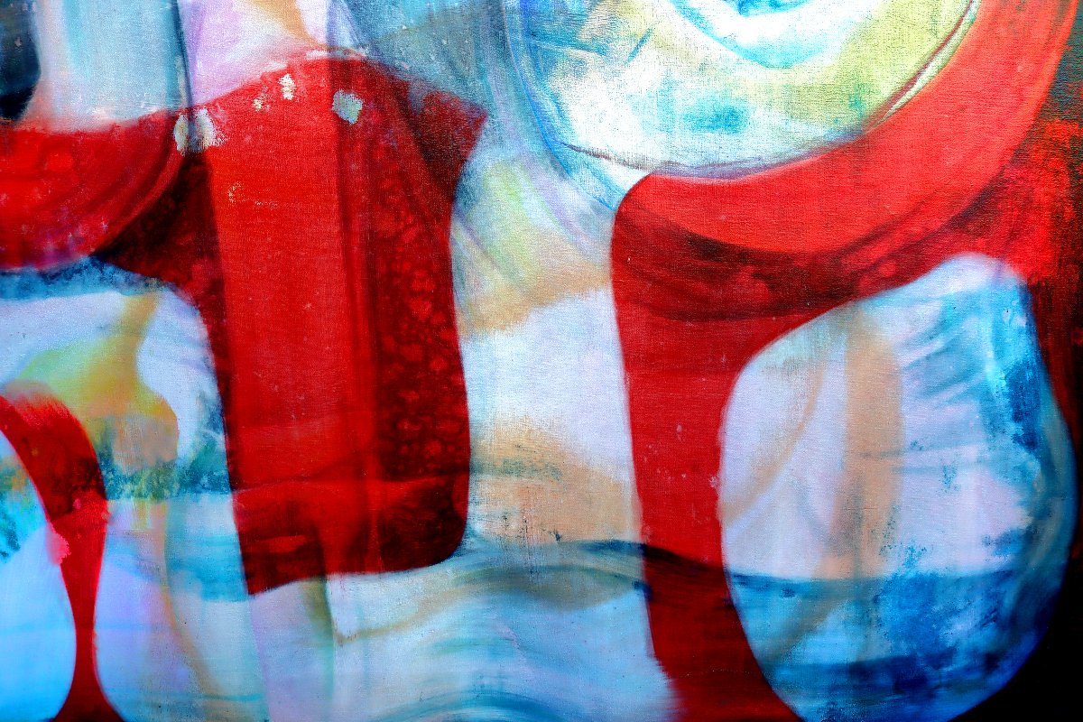 Thijs Nel (1943–2020) Lyrical Abstraction Large Oil On Canvas, Dated 1973-photo-3