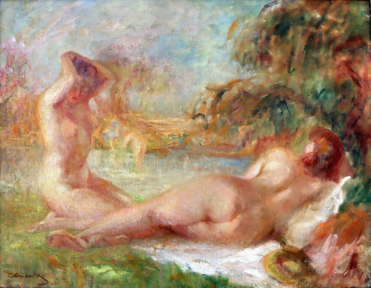 Paul Chmaroff (1874–1950) *the Naiads*, Oil On Canvas, Dated 48-photo-2