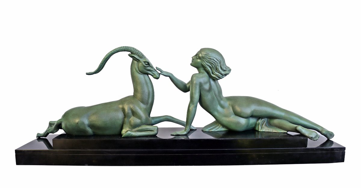 Fayral / Max Le Verrier, 1930, Art Deco, Major Sculpture, "seduction"-photo-2