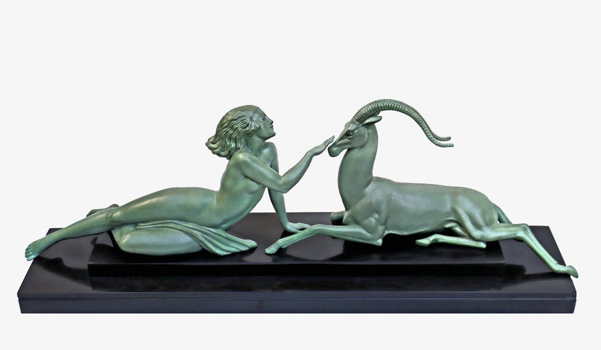 Fayral / Max Le Verrier, 1930, Art Deco, Major Sculpture, "seduction"-photo-5