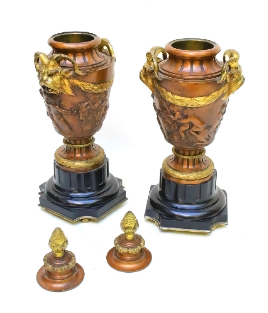 Paire De Grands Vases Napoléon III En Bronze (h:52cm)-photo-3