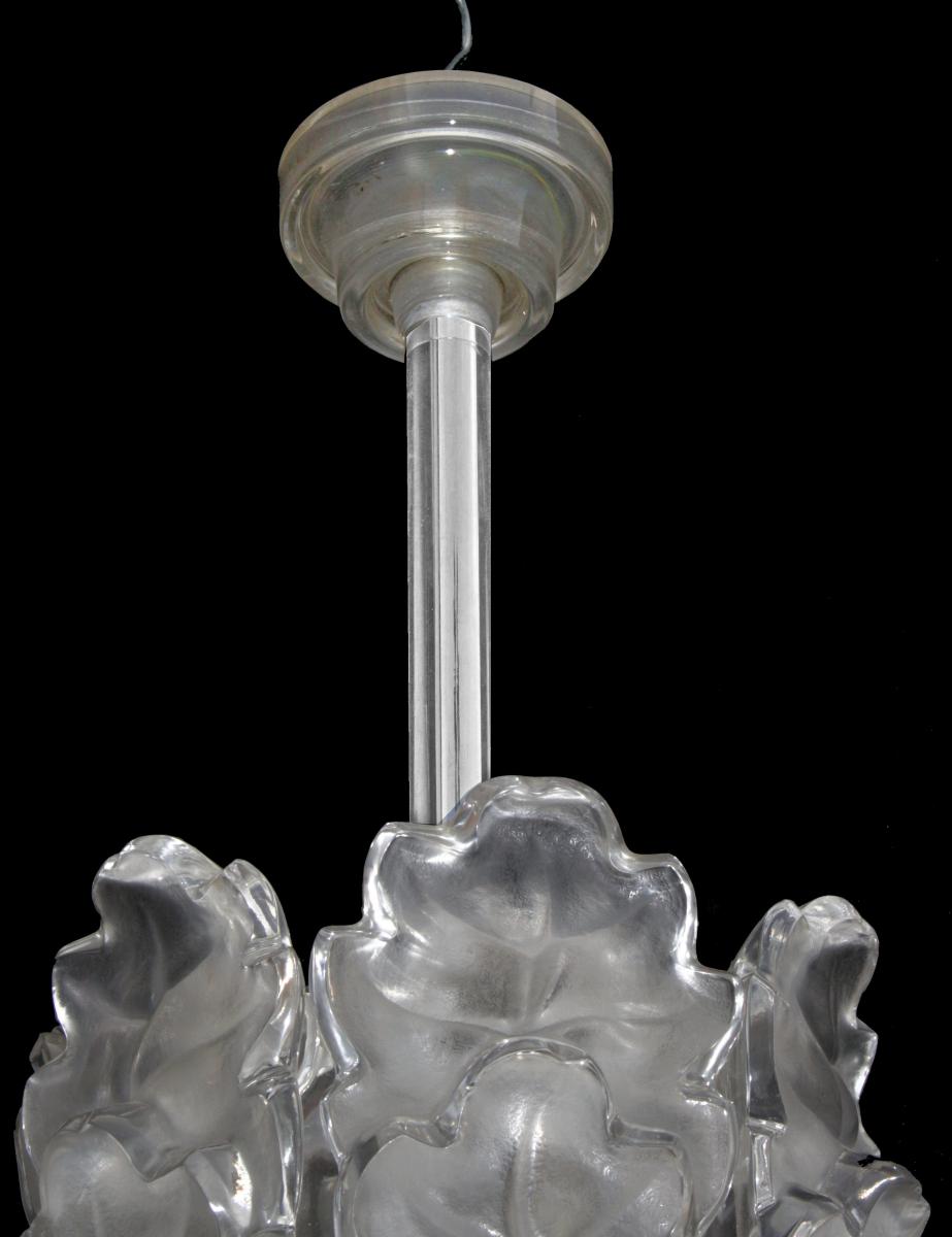 Lalique Art Deco Chandelier Model "oak"-photo-4